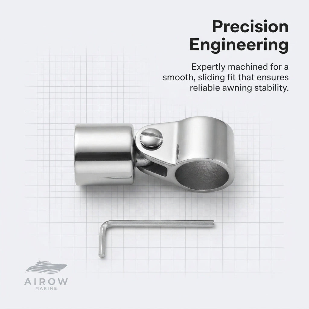 Marine-Grade 316 SS Swivel Cap – Mirror-Polished Yacht Awning Hardware – detail view