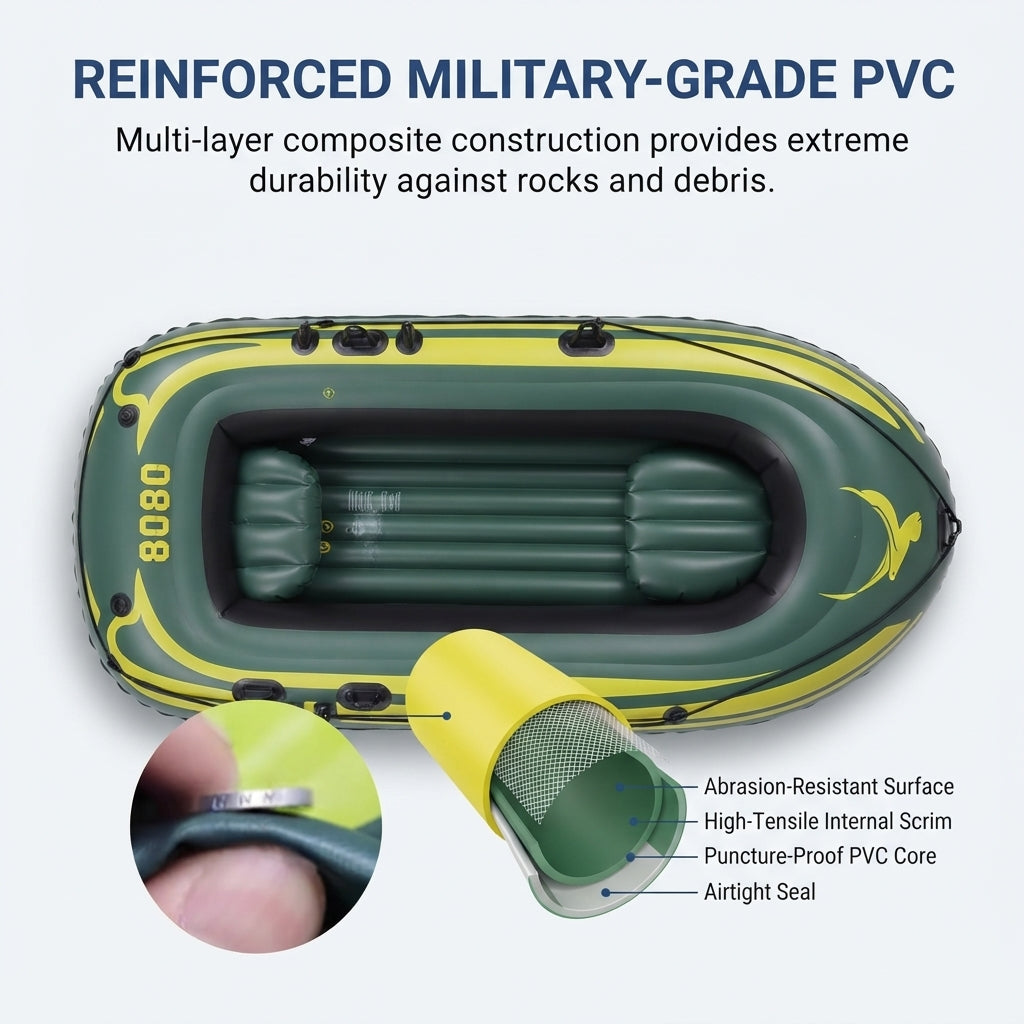 Heavy-Duty Inflatable Dinghy Raft – 4-Person Puncture-Resistant PVC (280x150cm) – detail view