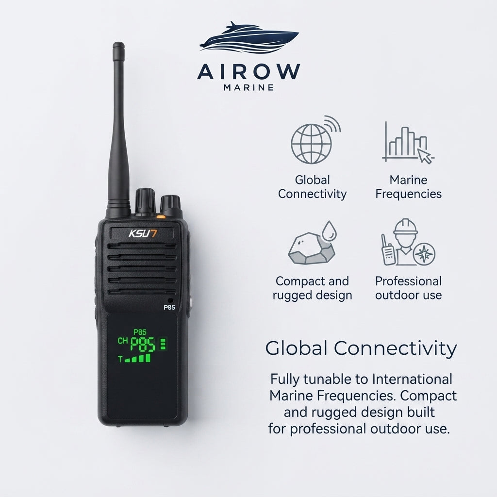 Airow Marine KSU7 Walkie-Talkie - IP68 Waterproof & 10km Range (110mm)