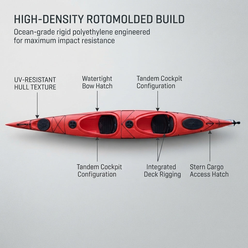 AirowMarine Ocean-Class Rigid Tandem Kayak – Rotomolded PE (520cm) – detail view