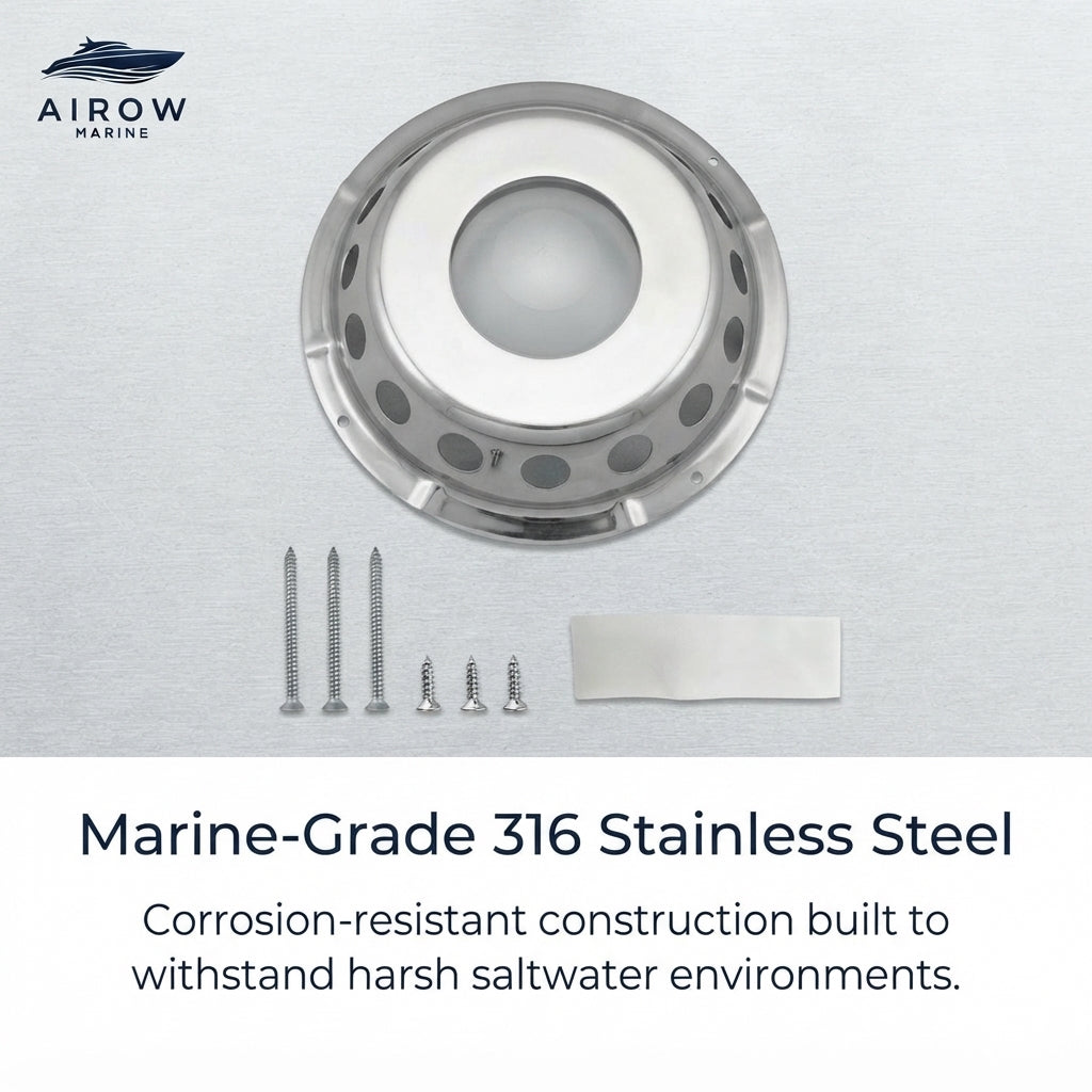 Marine Deck Vent – 316 Stainless Steel High-Flow 227mm – detail view