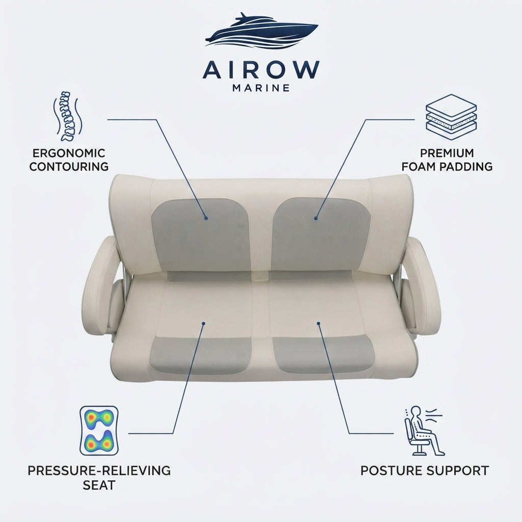 AIROW Marine Dual-Seat Yacht Sofa - Marine-Grade Vinyl, Ergonomic Support (106cm)