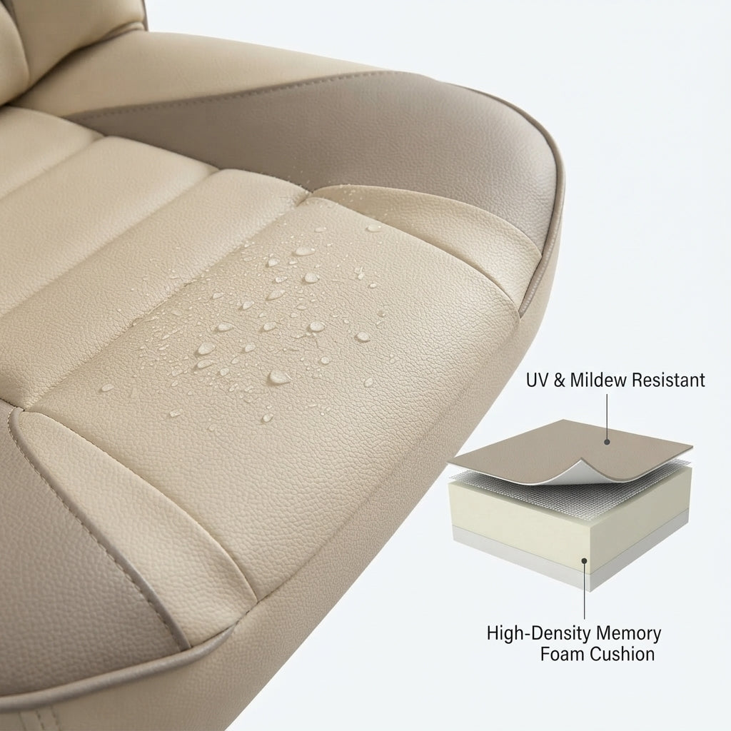 Luxury Marine Pilot Chair – Ergonomic, UV-Resistant, Adjustable (85 × 62 cm)