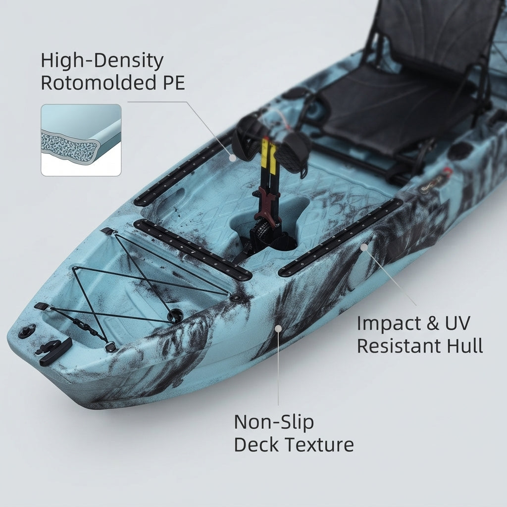 AirowMarine Pedal Drive Fishing Kayak – Rotomolded PE (2400mm L) – detail view