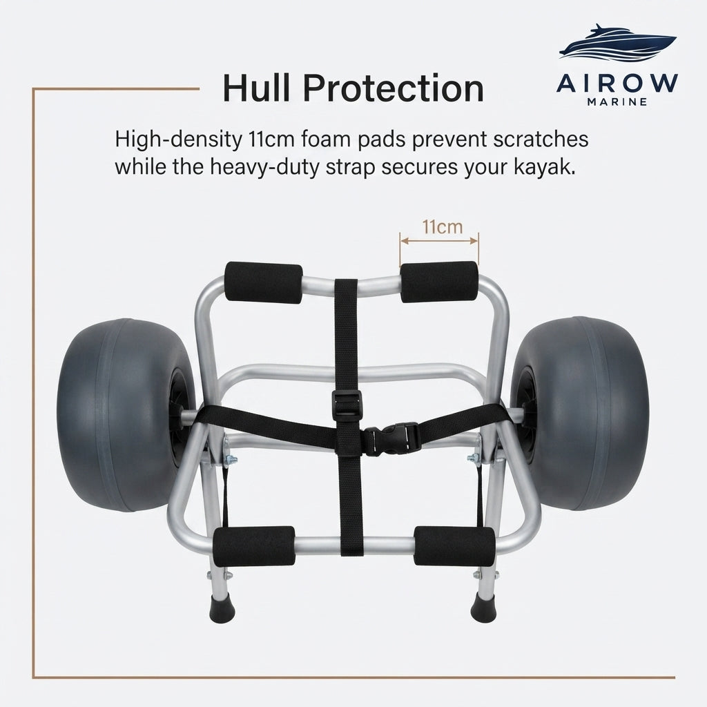 Aircraft-Grade Aluminum Kayak & Canoe Beach Cart – Foldable & Corrosion-Resistant – detail view