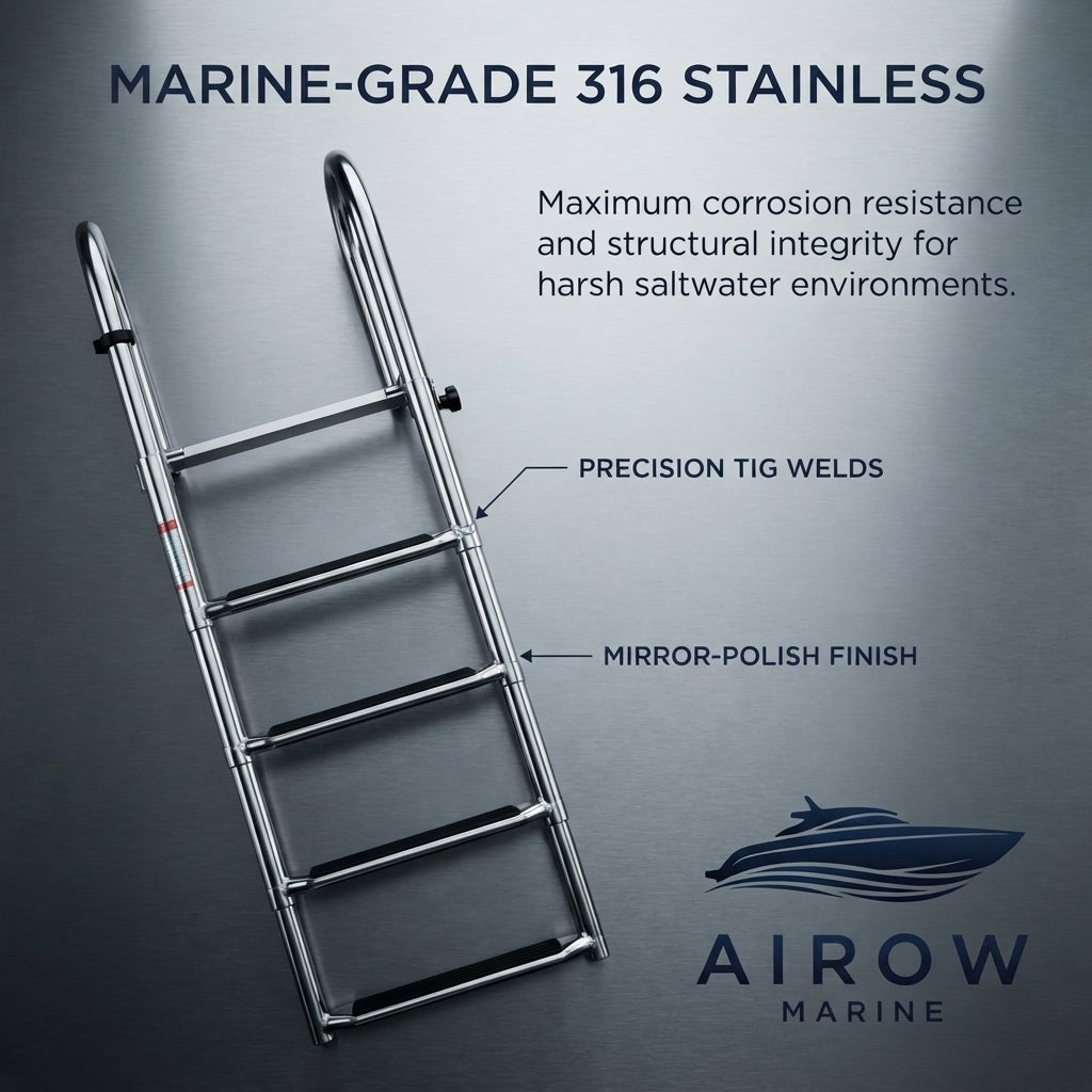 AIROW MARINE 4-Step Telescoping Boat Ladder - 316 SS (151cm Extended)