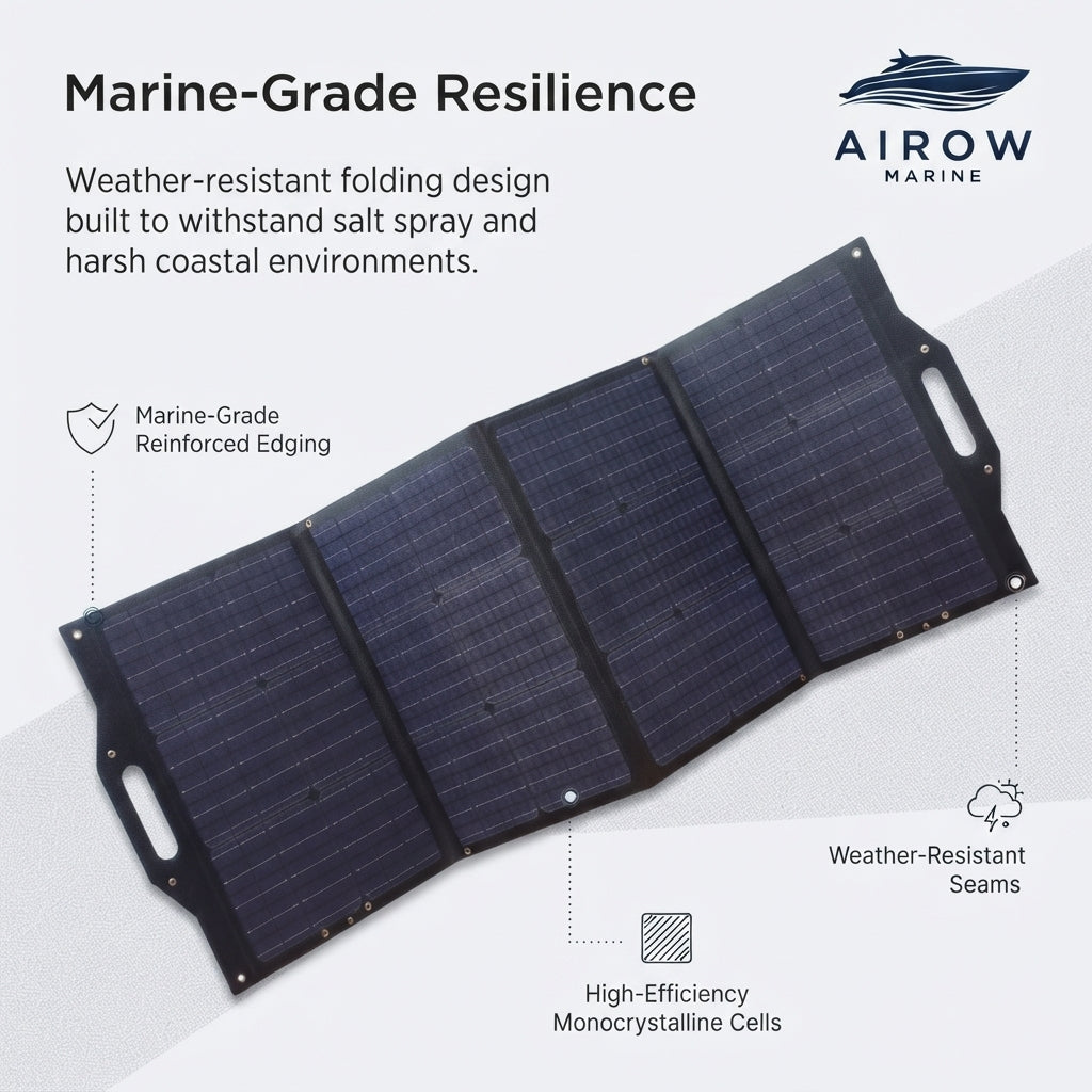 Airow Marine 100W Folding Solar Panel - Dual USB Monocrystalline (540x404mm)