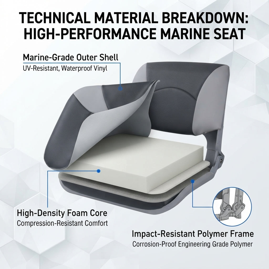 Folding Marine Boat Seat – Padded Vinyl