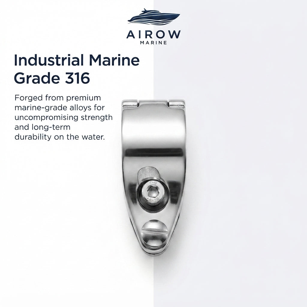 Marine-Grade 316 Stainless Steel Open-End Pipe Clamp - Mirror-Polished (1" O.D.)