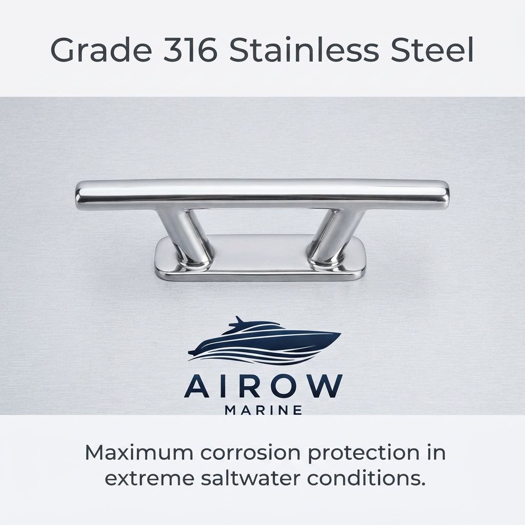 AIROW MARINE Hiero 316 Stainless Steel Boat Cleat - Mirror Polished (153mm)