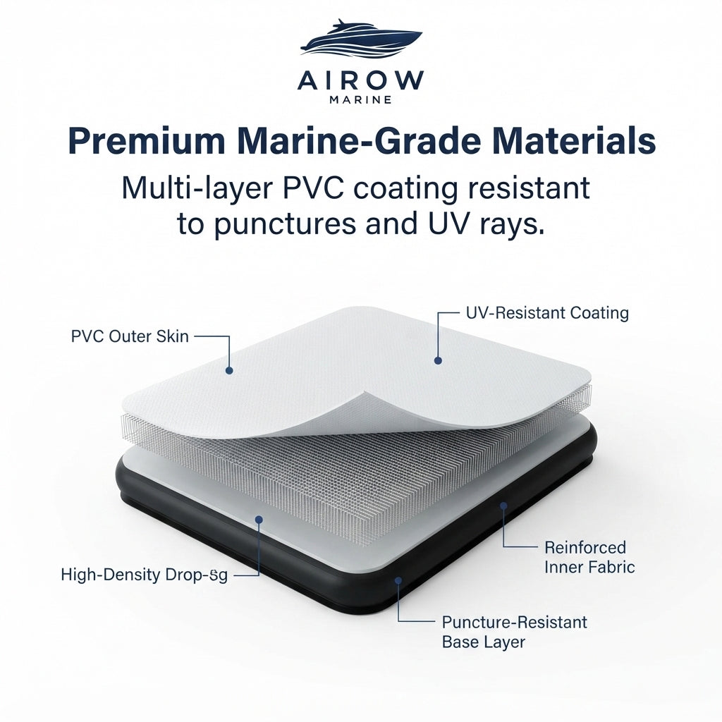 AirowMarine Inflatable Fishing Platform - High-Stability Marine-Grade PVC (2.5m x 1.6m)