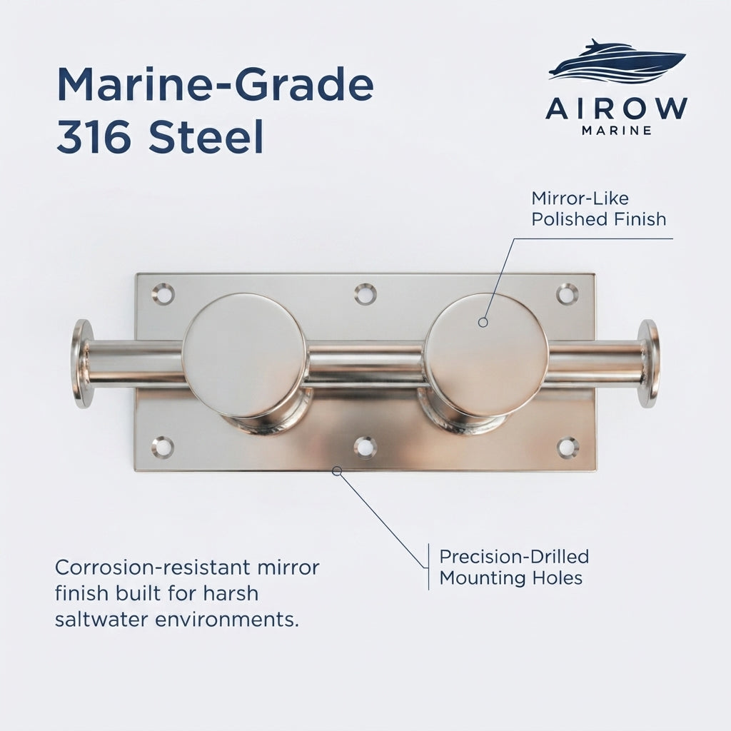 316 Stainless Steel H-Style Mooring Bollard - Yacht Grade Marine Cleat (260mm)