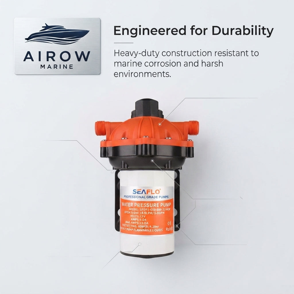 Airow Marine 12V DC Water Pressure Pump - 0.5 HP High-Torque (12V)