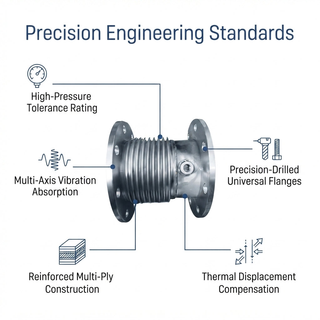 Marine Exhaust Bellows Expansion Joint - 316L Stainless Steel Flanged Vibration Damper