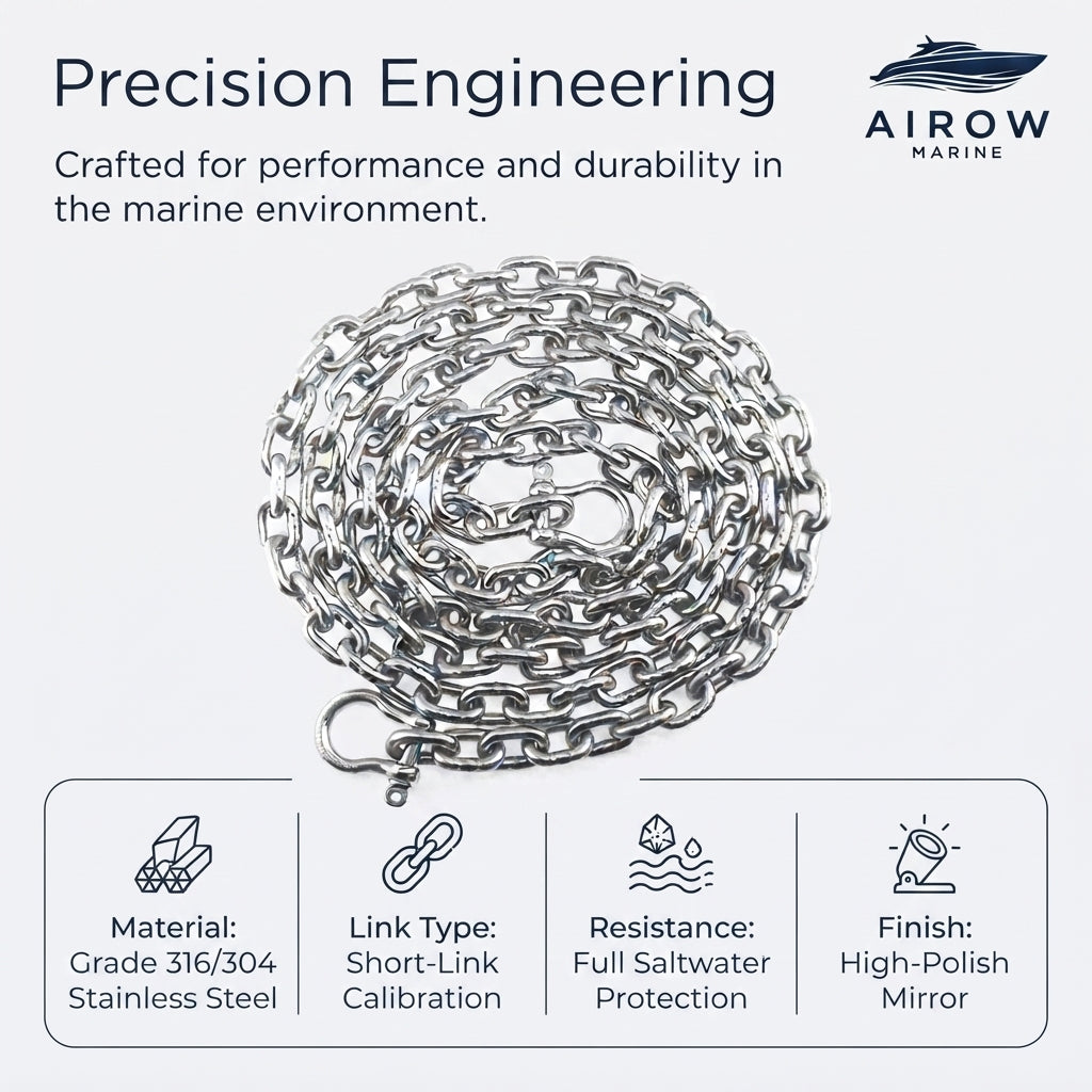 AirowMarine Stainless Steel Anchor Chain - Calibrated Short-Link (6MM/8MM)