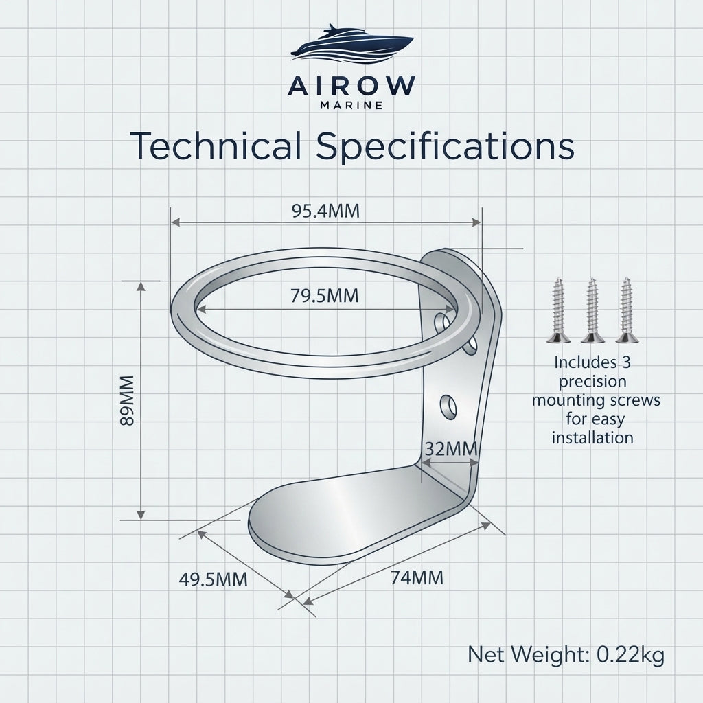 AirowMarine 304 Stainless Steel Marine Cup Holder - Mirror Polished, Universal Fit