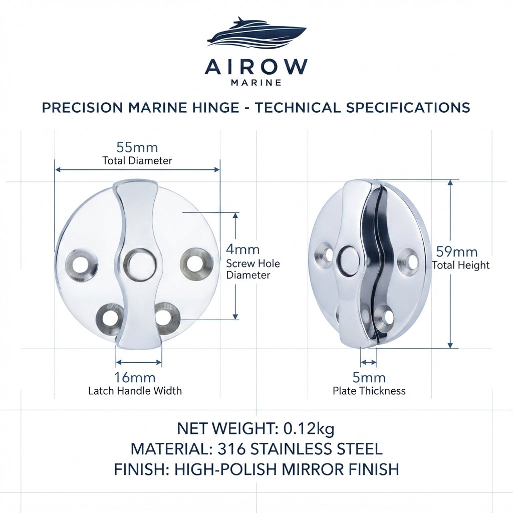 316 Stainless Steel Marine Flush Pull Latch - Mirror Polished (59mm)