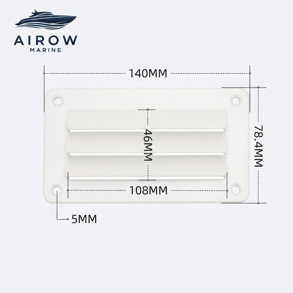 Airow Marine Yacht Louvered Air Outlet Cover - Marine-Grade Nylon & ABS Vent (140x78.4mm)