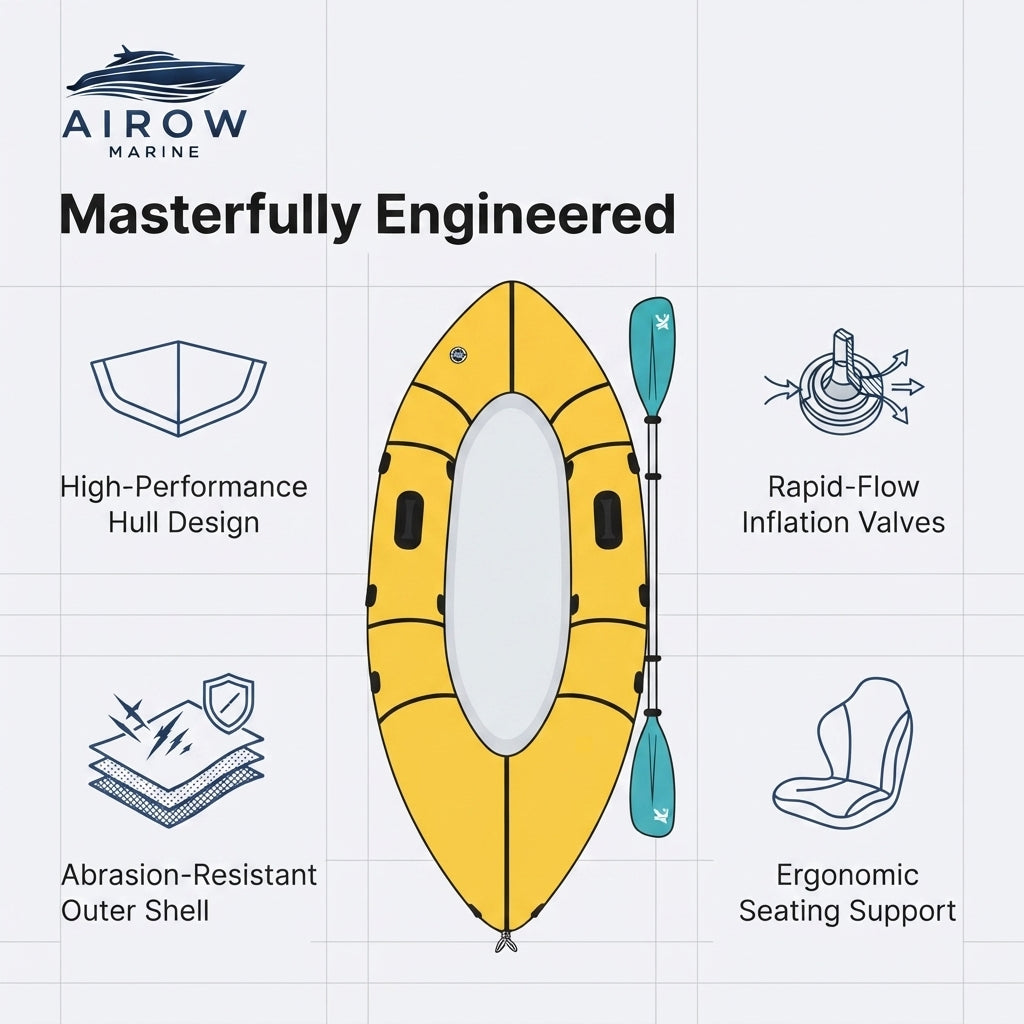 Airow Marine Inflatable Packraft - Multi-Layer PVC Kayak (Single-Seat)