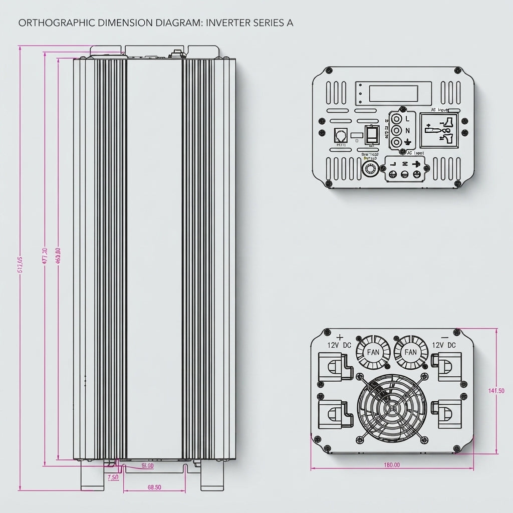BELTTT 5000W Marine Pure Sine Wave Inverter Charger - Multi-Stage (L512xW180xH142mm)