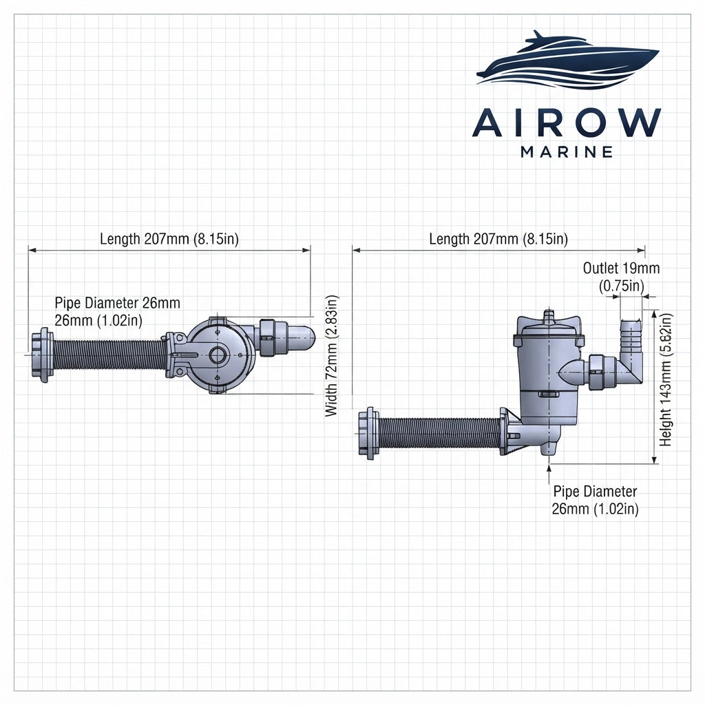 AirowMarine 24V 800 GPH Bait Pump - Marine Aeration & Livewell Circulation