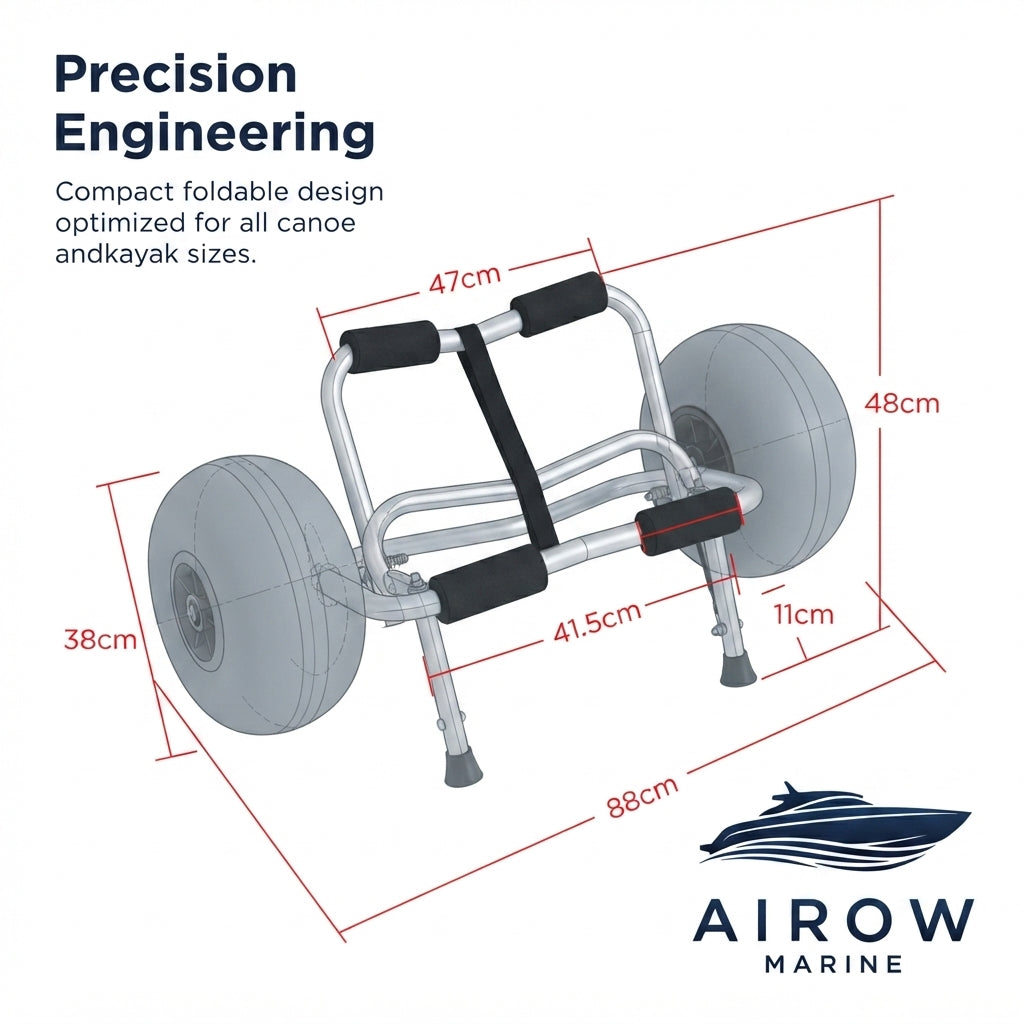 Aircraft-Grade Aluminum Kayak & Canoe Beach Cart – Foldable & Corrosion-Resistant – dimensions and specifications