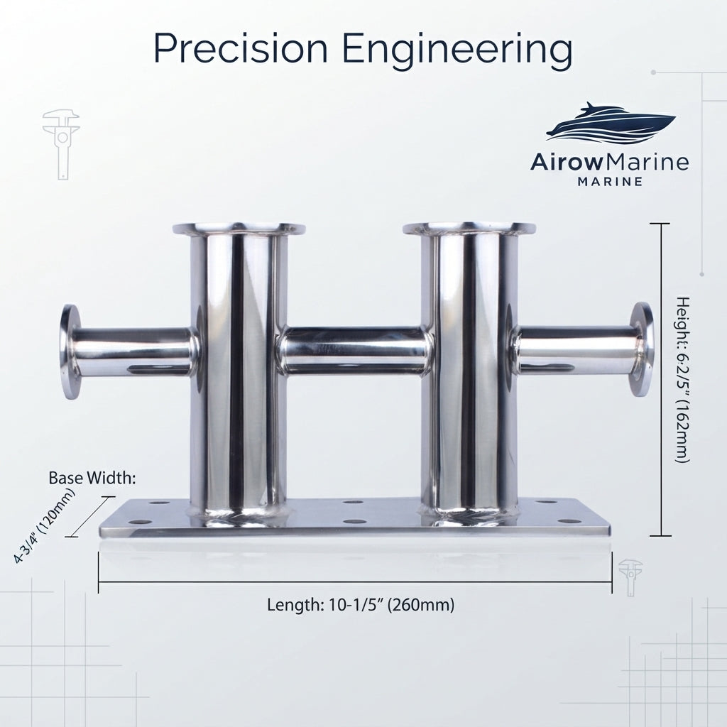 316 Stainless Steel H-Style Mooring Bollard - Yacht Grade Marine Cleat (260mm)