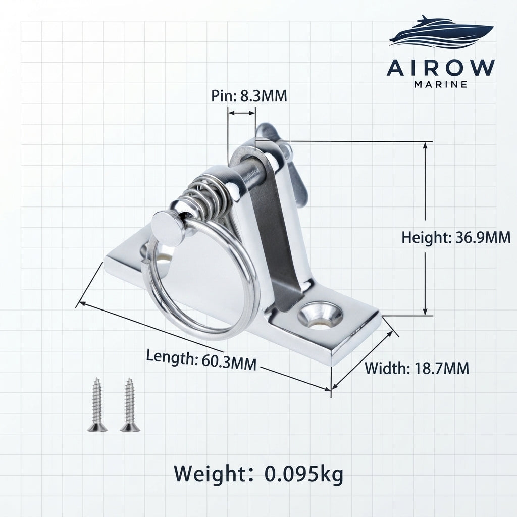 316 Marine Stainless Steel Quick-Release Pin Awning Mount Base