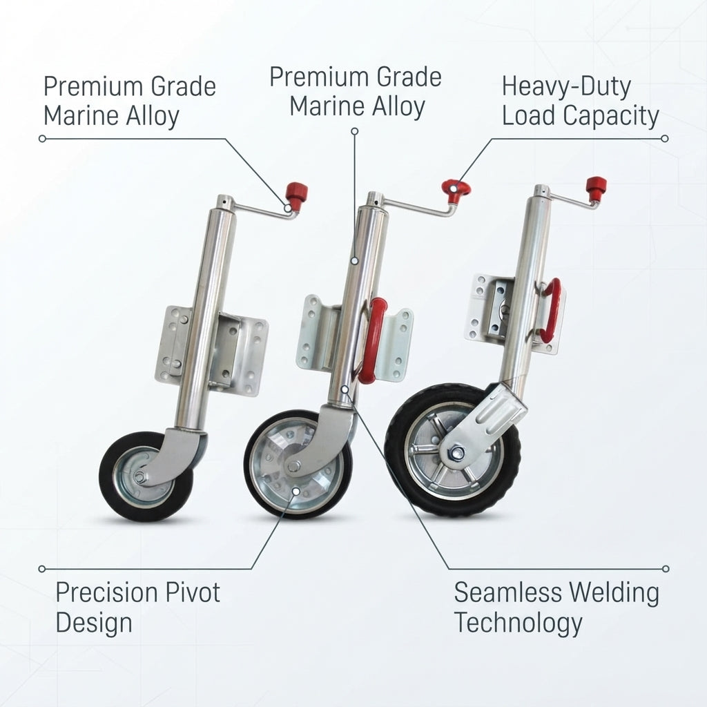 Heavy-Duty Pivot Guide Wheel Jack - RV, Trailer, Yacht Marine Grade