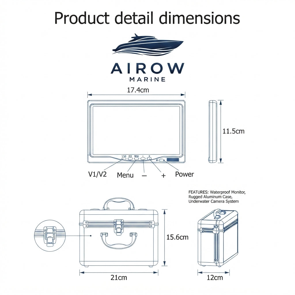 AirowMarine 7-Inch HD Underwater Fishing Camera Kit - Saltwater-Ready (20m Cable)