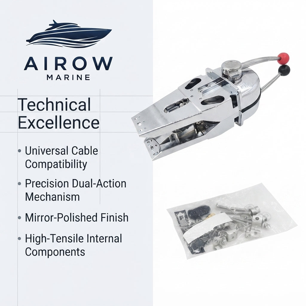AirowMarine Marine Dual Lever Throttle Control - Chrome Zinc Alloy