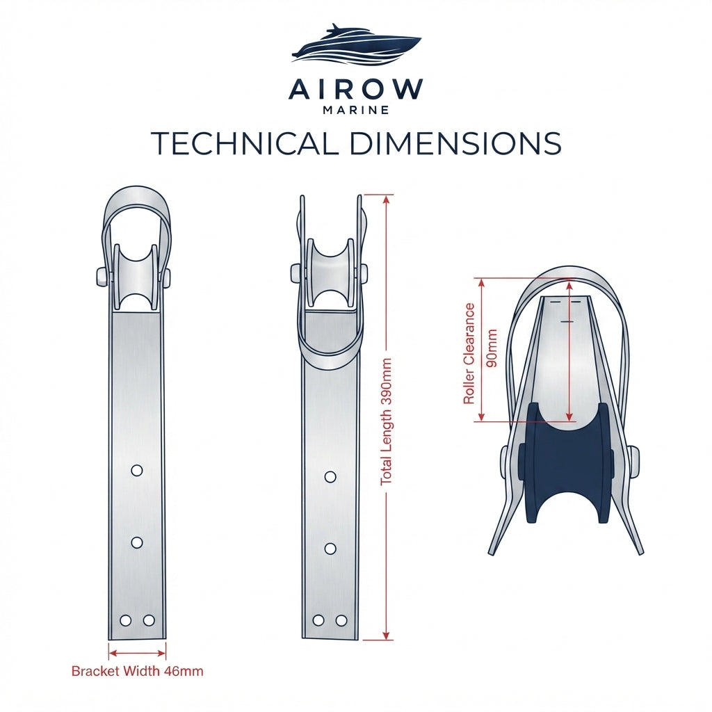 390mm Marine Anchor Roller – Precision Cast 316 Stainless Steel for Yachts – dimensions and specifications