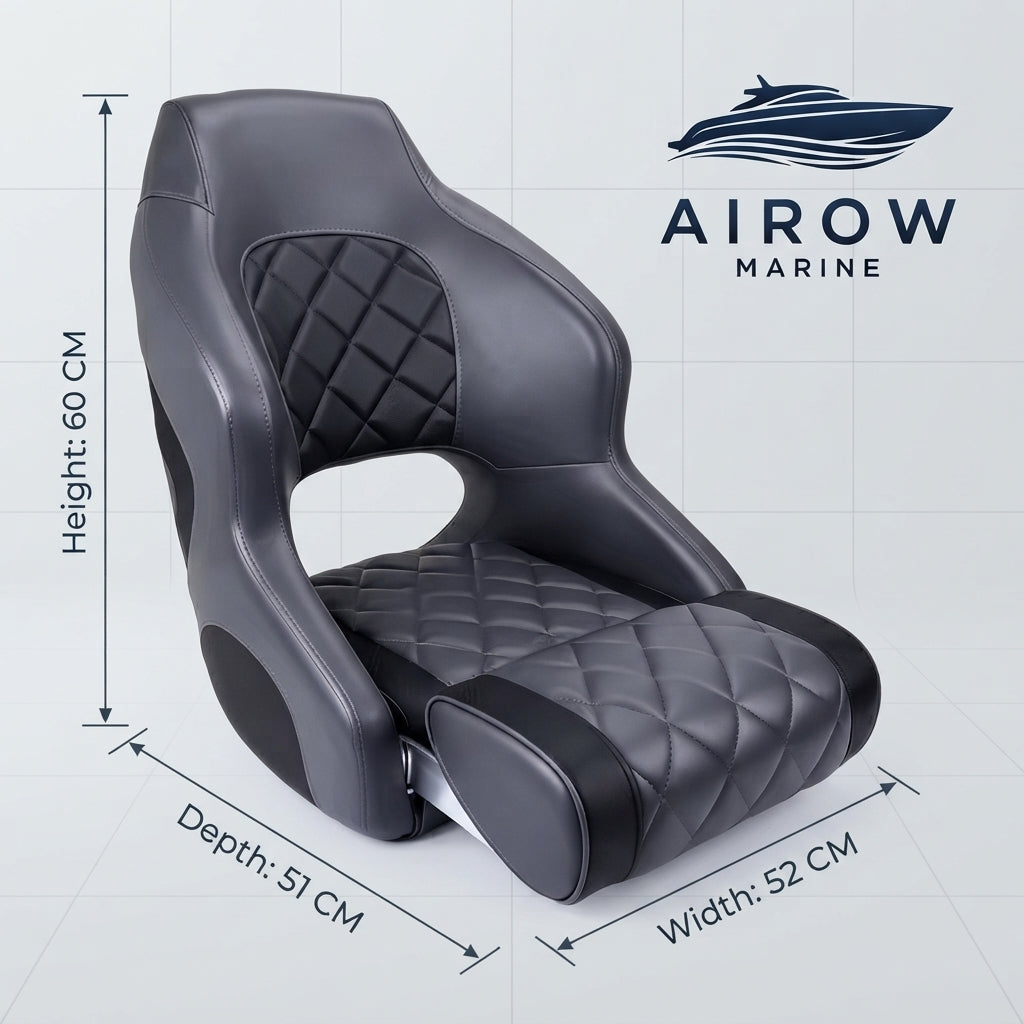 Airow Marine Sporty Captain's Boat Seat - UV-Resistant Flip-Up Bolster