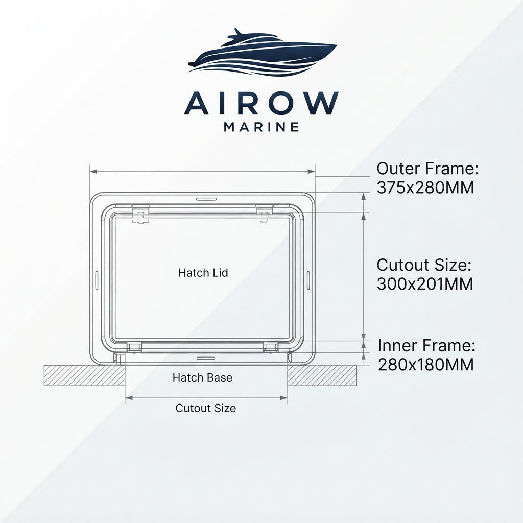 Airow Marine Lockable Deck Hatch - 375x280mm UV-Resistant ABS