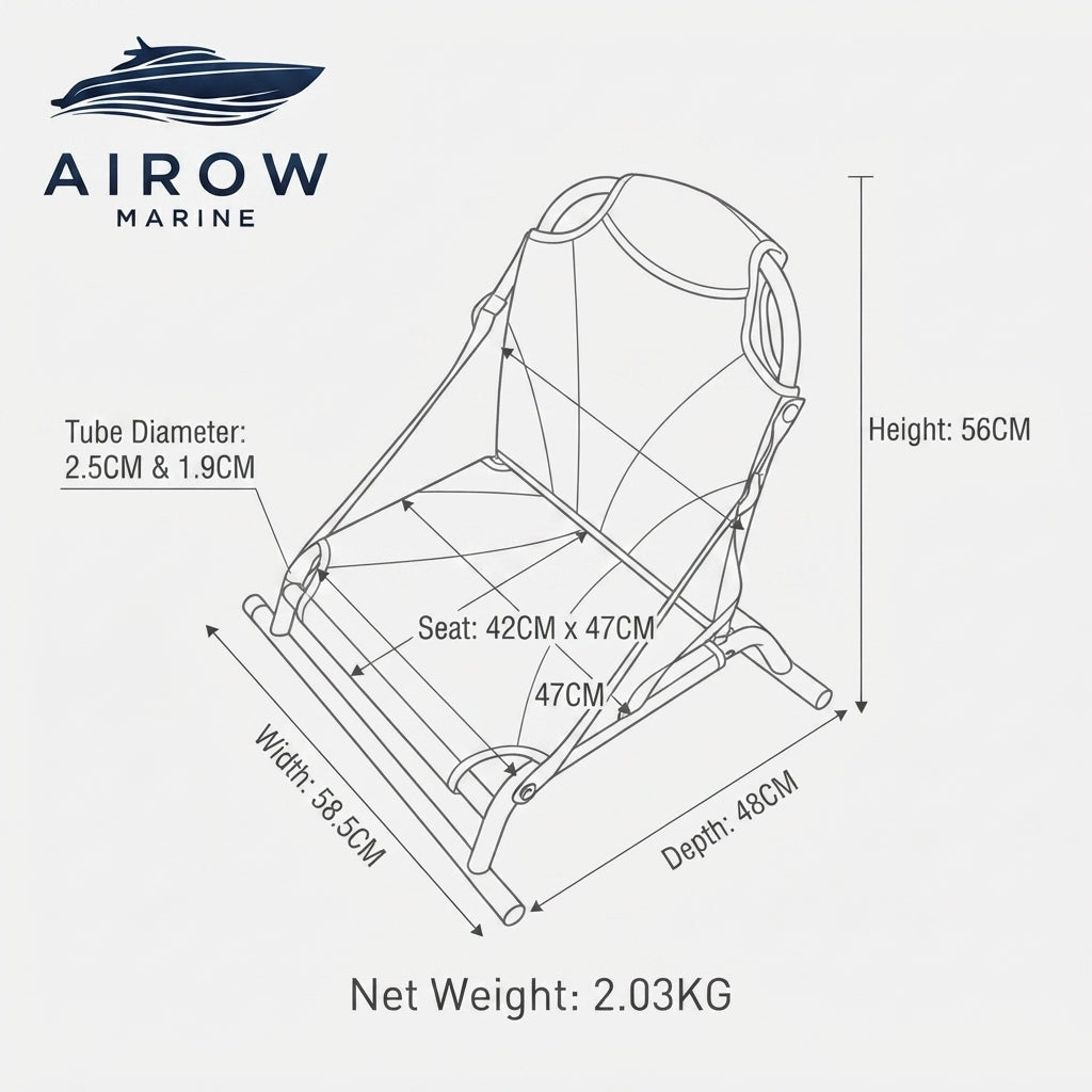 AirowMarine Koetsu Adjustable Kayak Fishing Seat - Breathable Mesh (56x58.5CM)