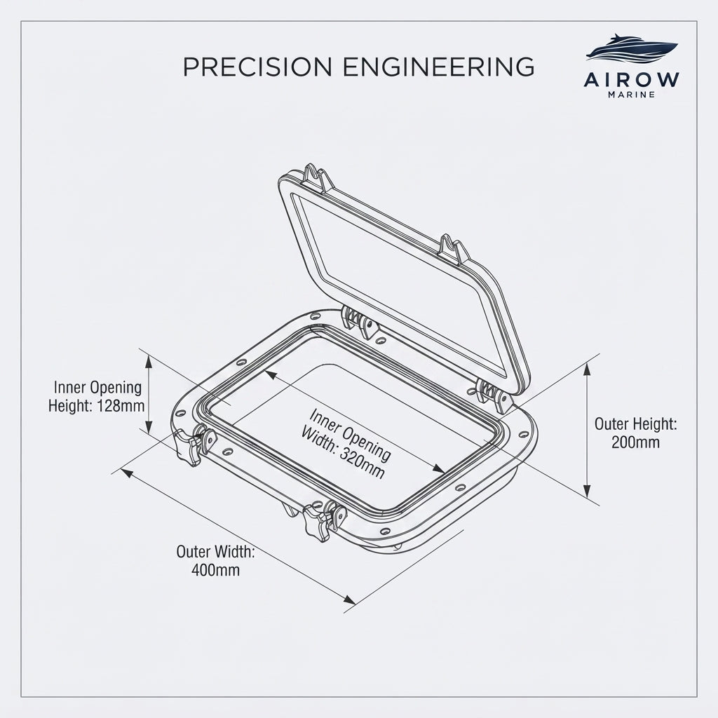 Rectangular Marine Porthole - Watertight ABS Yacht Window 400x200mm