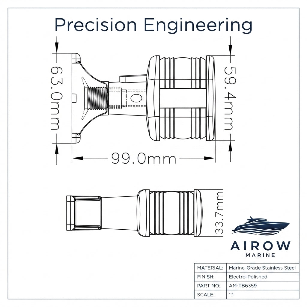 Airow Marine 12V Tri-Color LED Navigation Light - IP66 Deck Mount (99mm)
