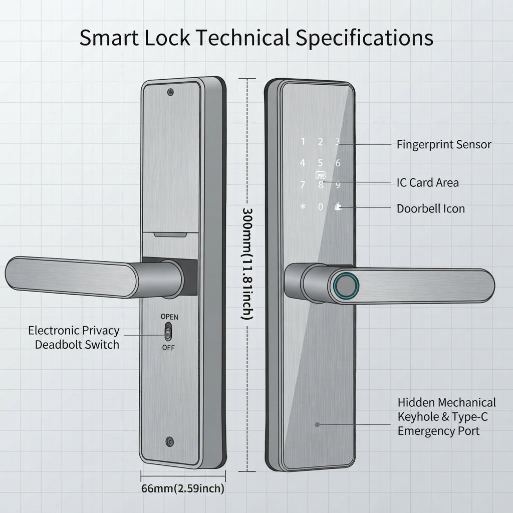 IP66 Waterproof Smart Door Lock – Fingerprint & PIN Access