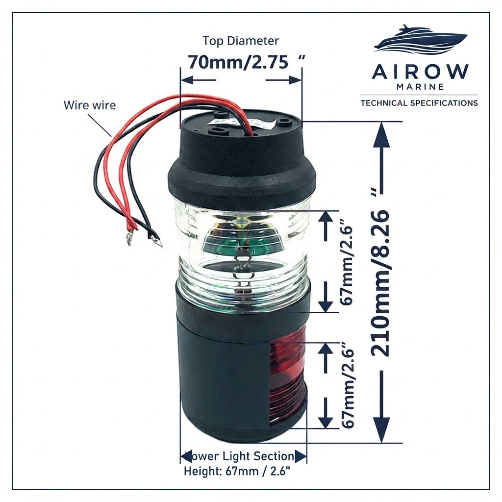 AIROW MARINE Dual-Tier Red-Green LED Navigation Signal Light - IP68 Marine-Grade