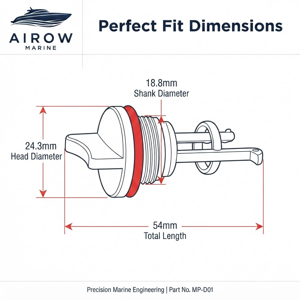 Universal Nylon Boat Drain Plug – Leak-Free Marine Seal (54mm Length) – dimensions and specifications