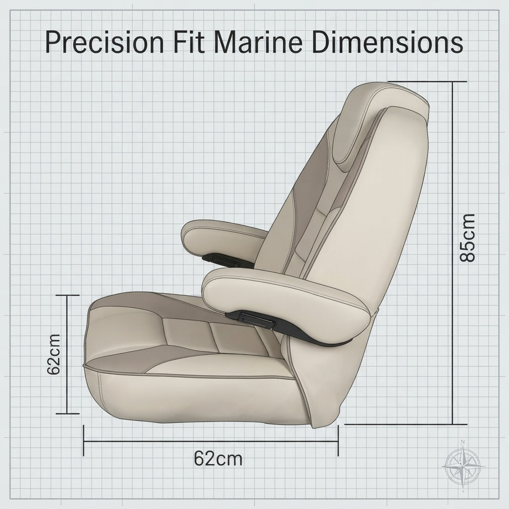 Luxury Marine Pilot Chair – Ergonomic, UV-Resistant, Adjustable (85 × 62 cm)