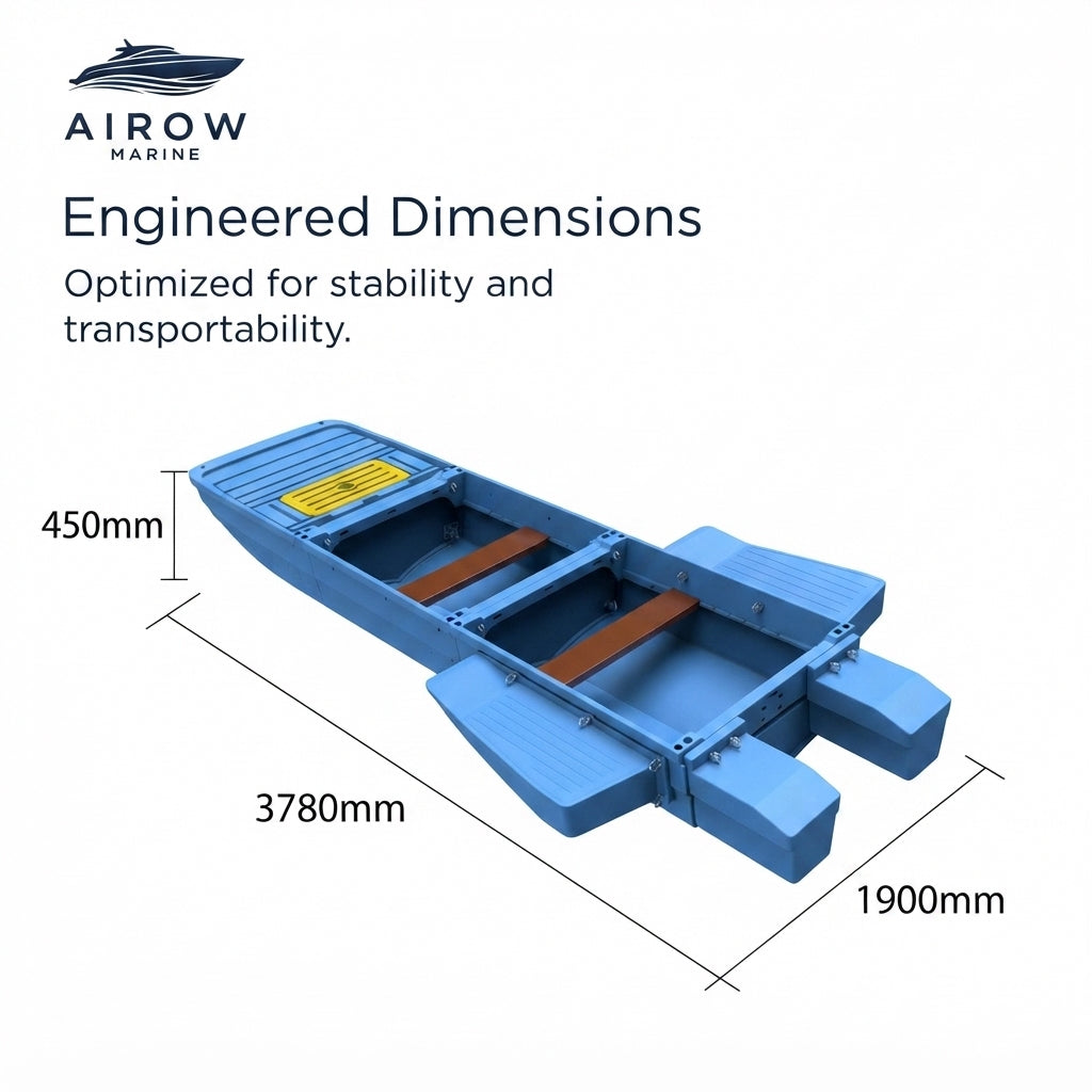 Airow Marine Modular Fishing Boat - Rotomolded HDPE Hull (3.78m)
