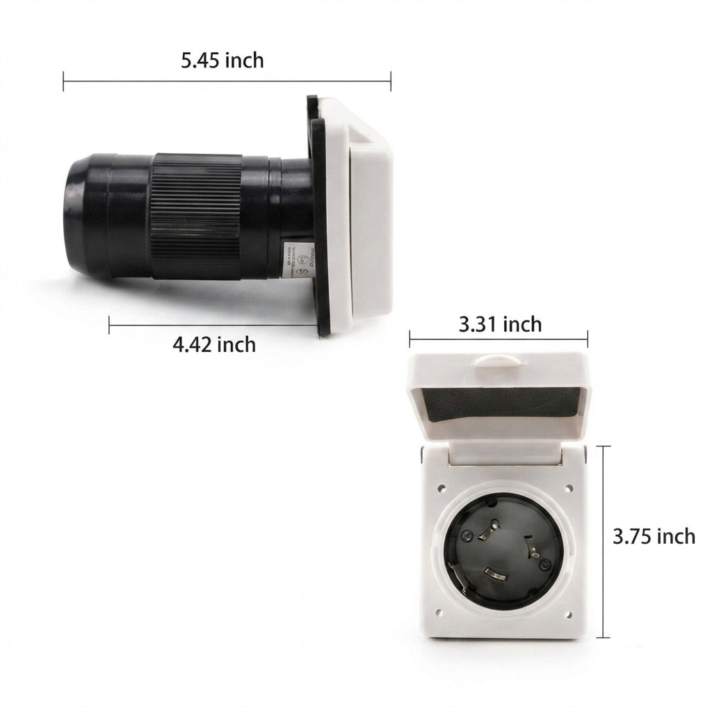 50A Marine Shore Power Inlet & Locking Connector Kit - Universal 4-Wire