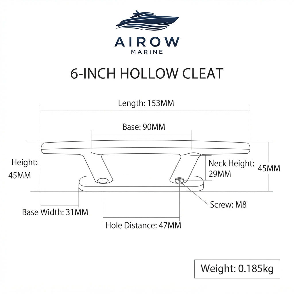 AIROW MARINE Hiero 316 Stainless Steel Boat Cleat - Mirror Polished (153mm)