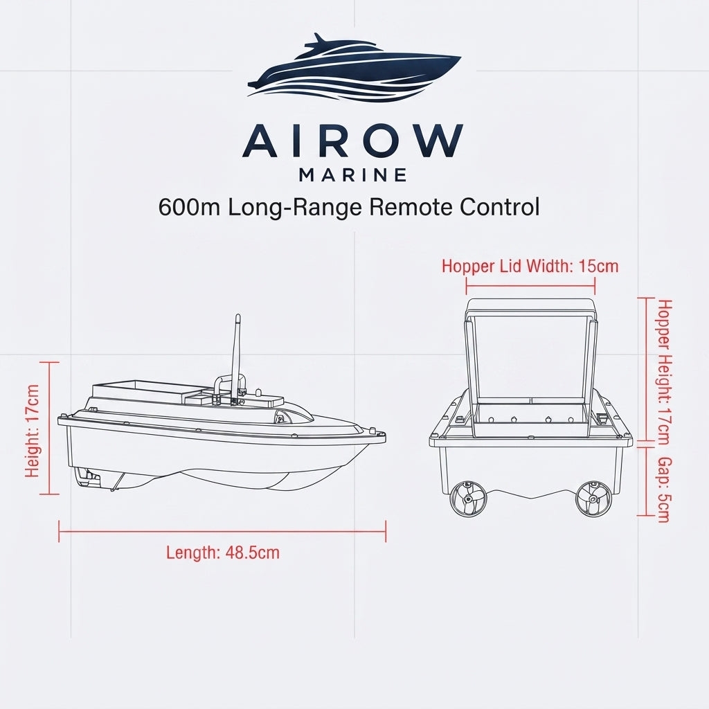 GPS-Guided Remote Bait Boat - 600m Range, 1.5kg Capacity