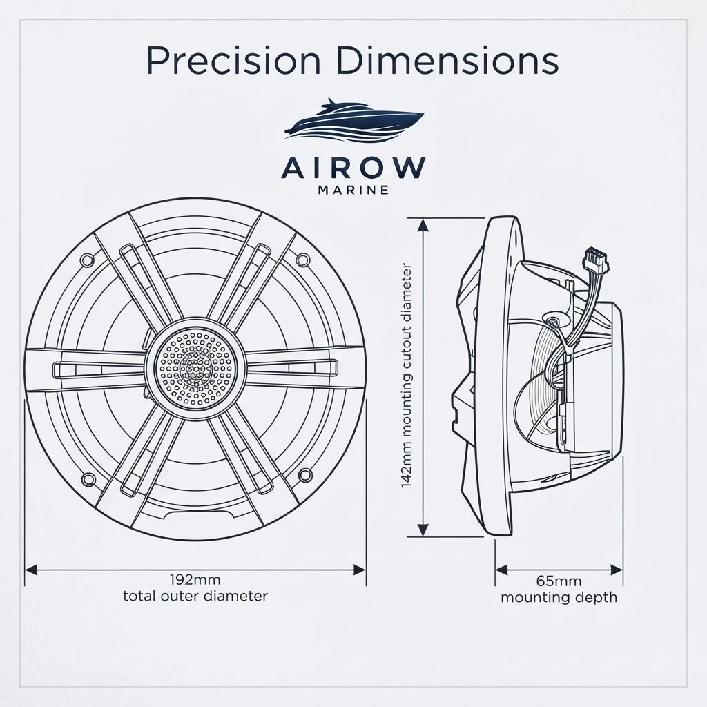 Airow Marine GS-068T-RGB Waterproof Speaker - 150W 2-Way Coaxial (6.5")