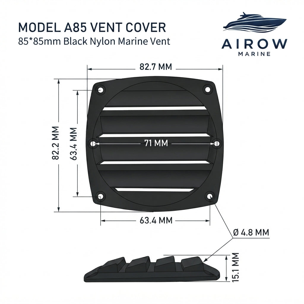 Yacht Louvered Air Vent Cover - Durable Nylon/ABS Marine Grille 82.7mm