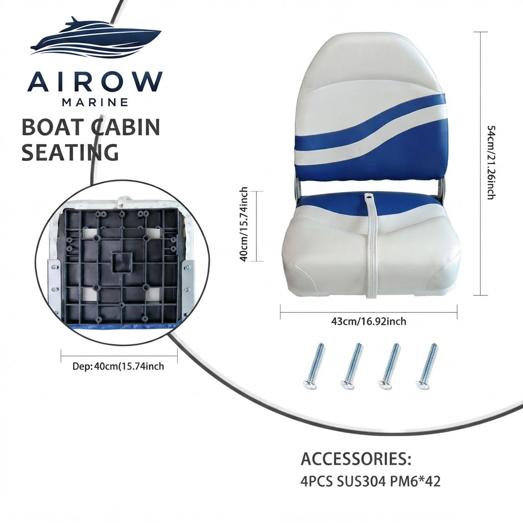 Waterproof Folding Boat Seat - Marine PVC Leather & SUS304 Hardware