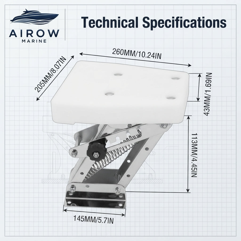Airow Marine 20HP Adjustable Outboard Engine Mount - 304 Stainless Steel