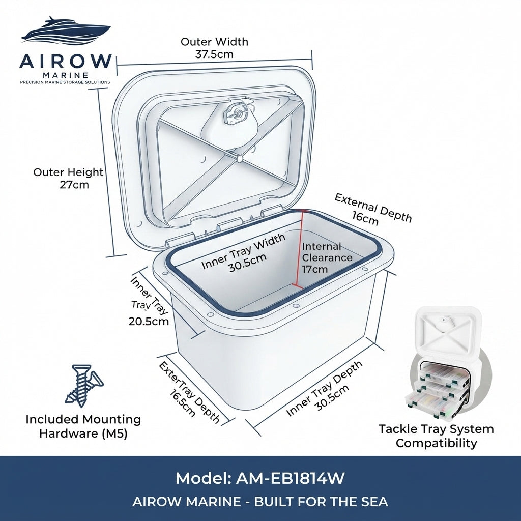 AirowMarine Recessed Marine Storage Hatch - Waterproof ABS Bait Box